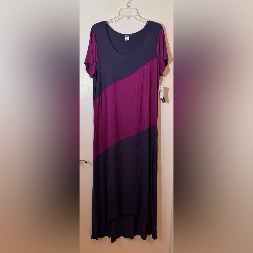 Purple and navy blue dress